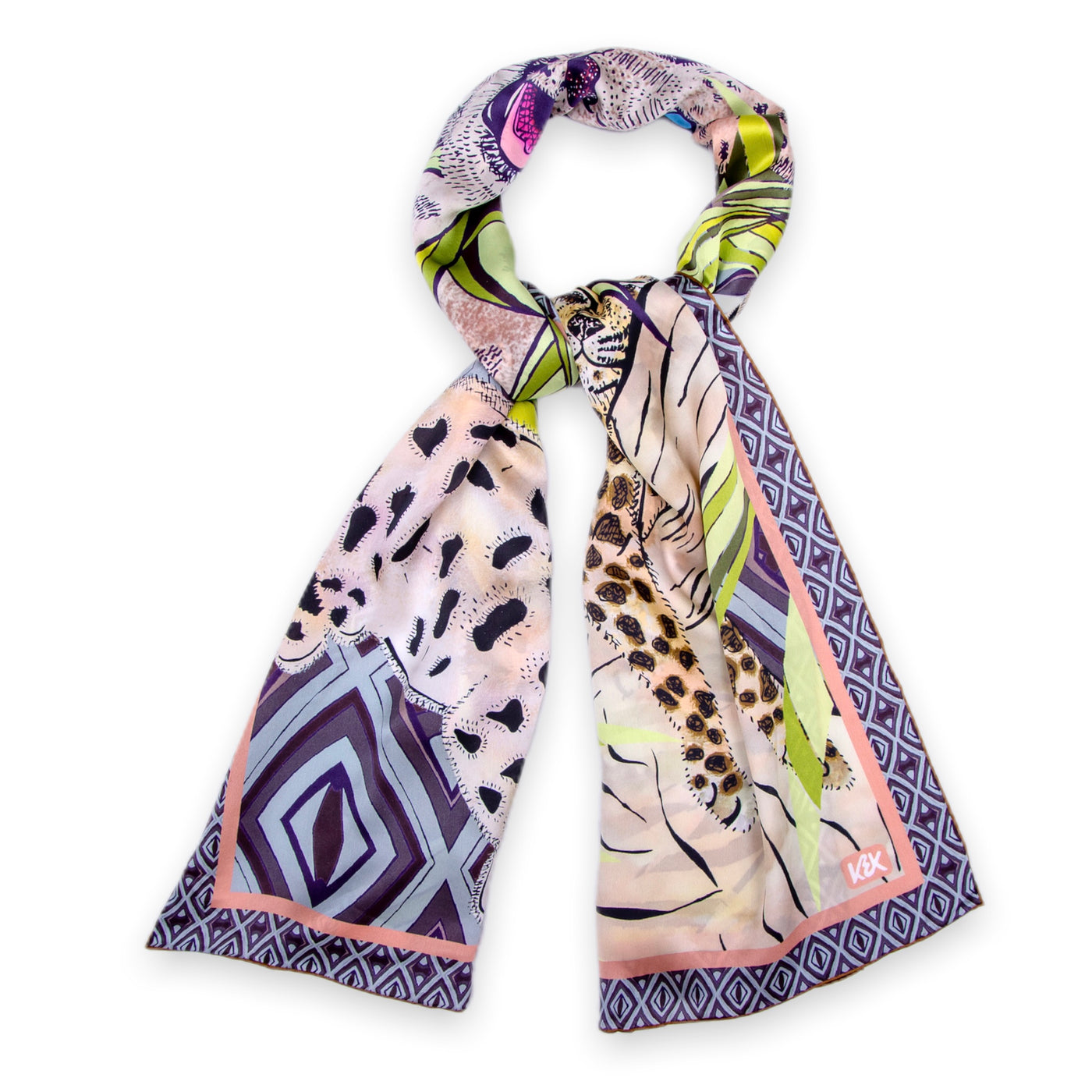 amur leopard skinny silk scarf #material_silk-satin