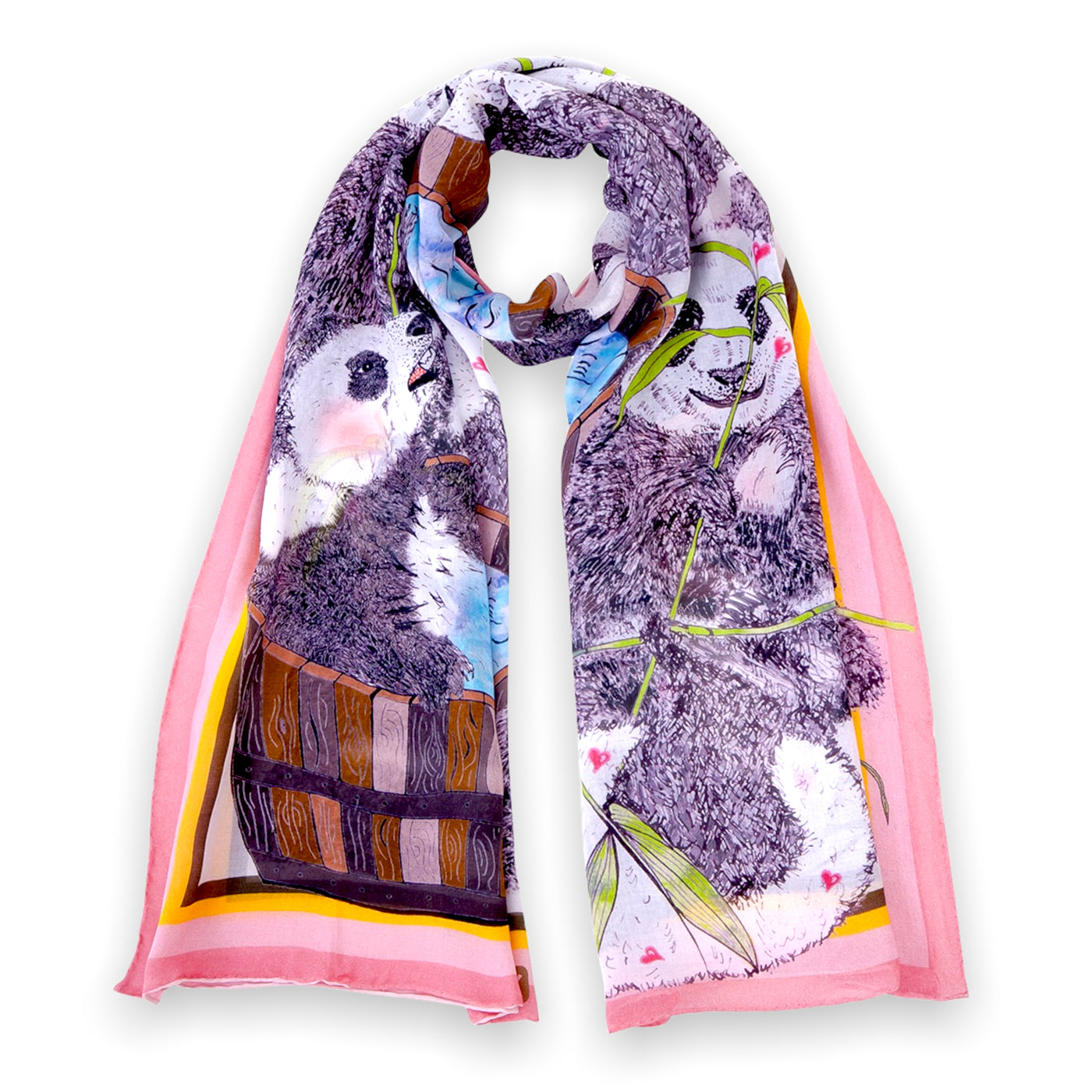 bathing-giantpanda-blue-silkscarf-shawl #colour_modal-pink
