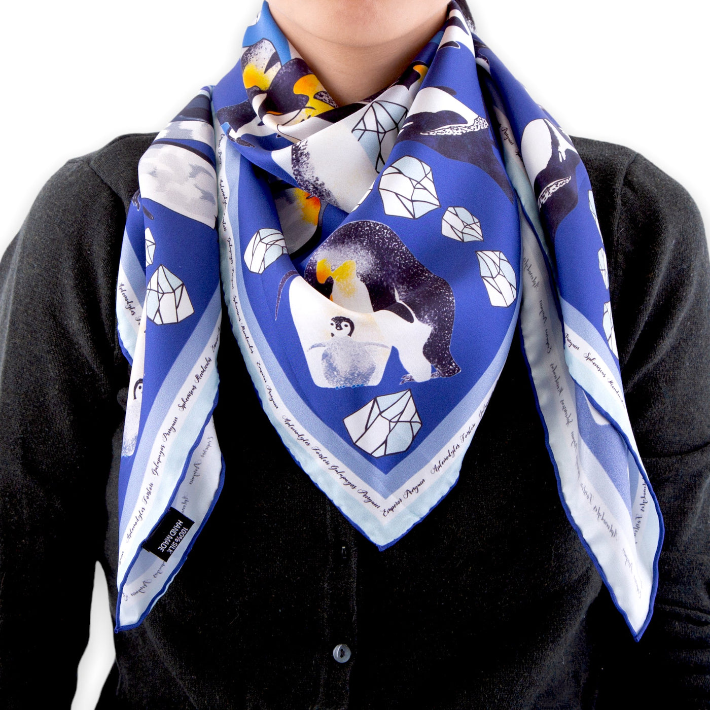 dark-blue-silk-scarf-penguin-emperor-scarves #colour_ice-blue