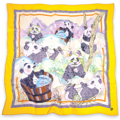   giant-panda-silk-scarf-yellow #colour_panda-yellow