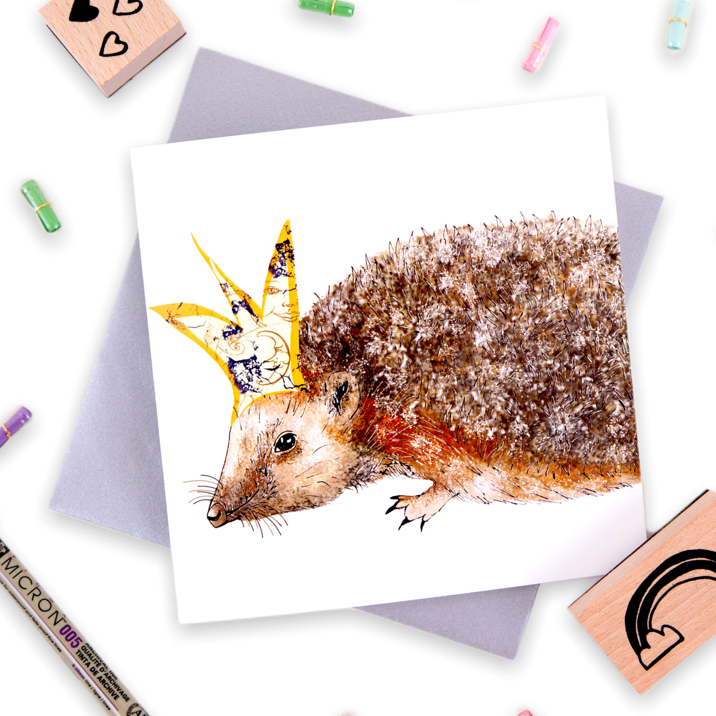 Hedgehog King Greetings Card