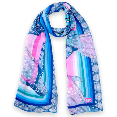 leatherback-turtle-silkscarf-silkmodal-blue-pink-rainbow #material_silk-modal