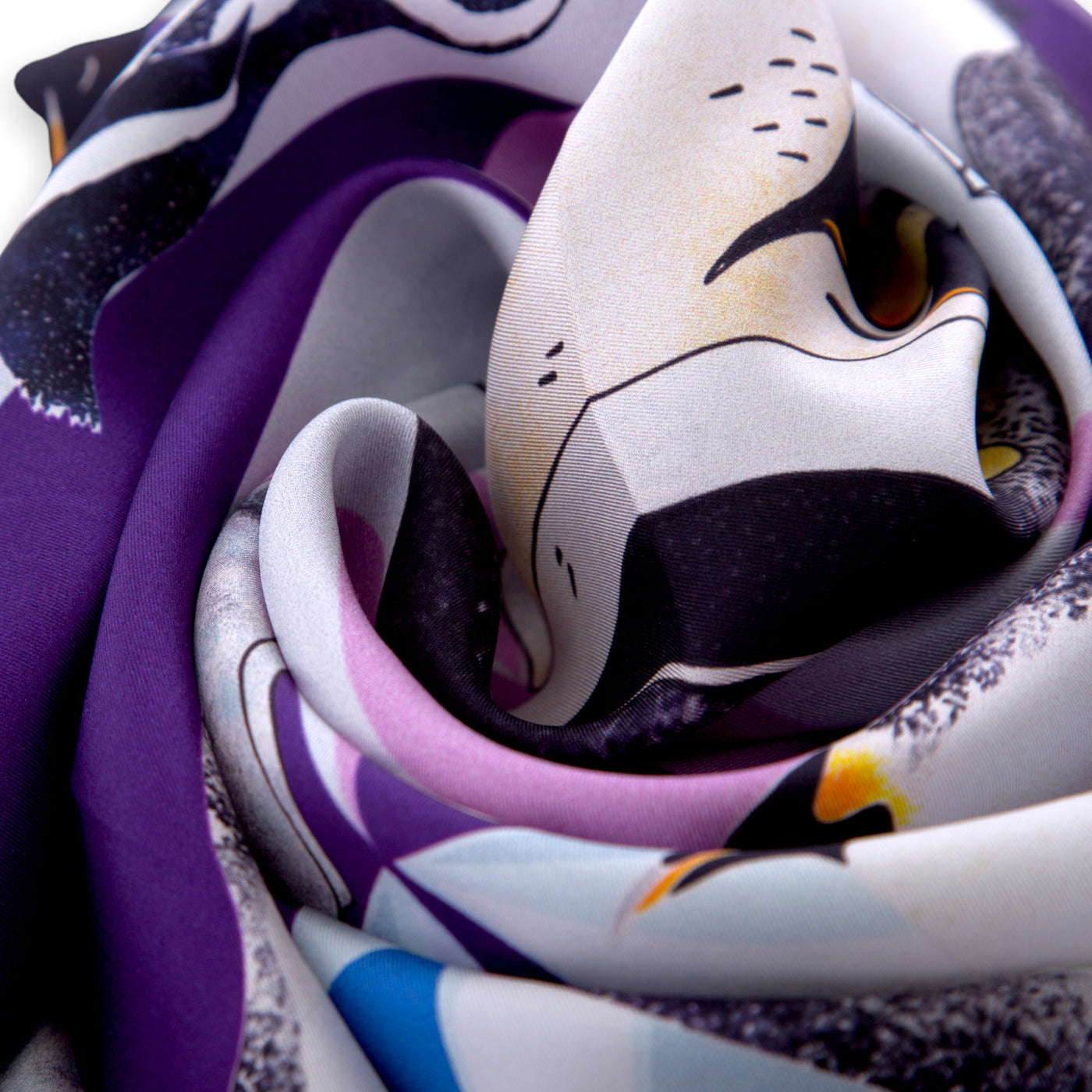 purple-silk-scarf-penguin-emperor-scarves #colour_indigo