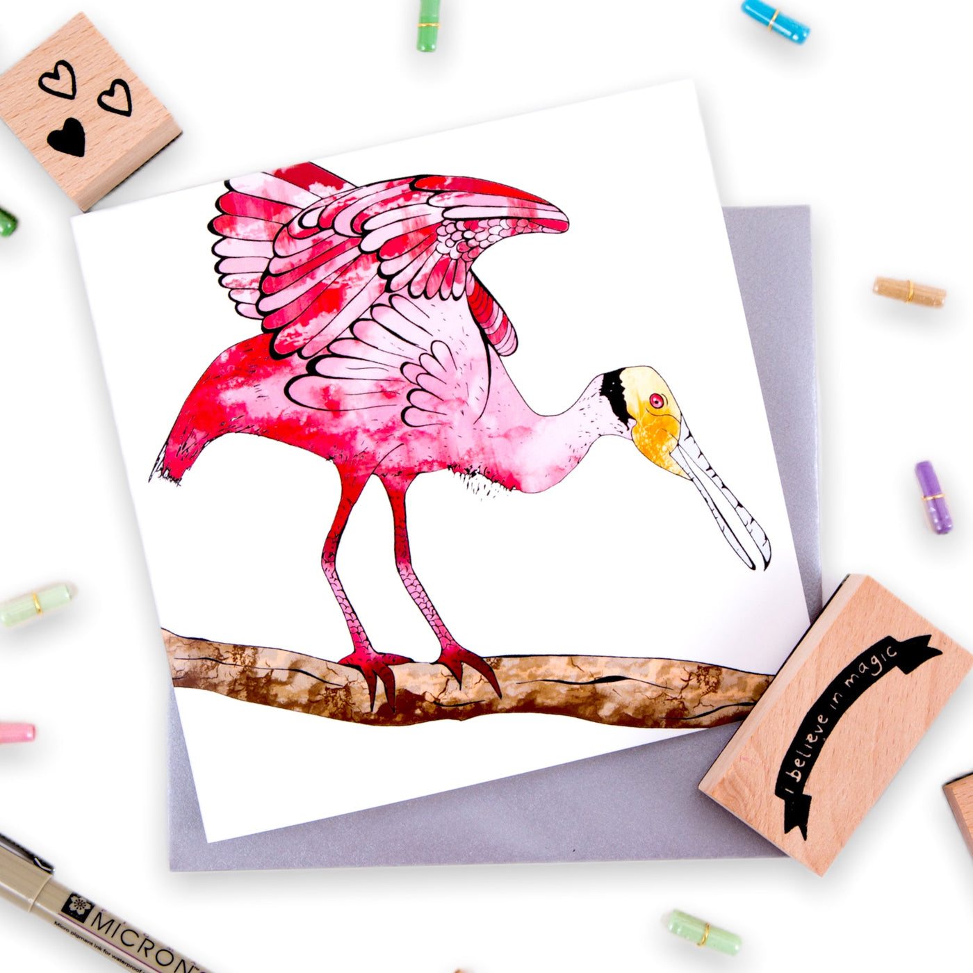    roseate-spoonbill-greeting-cards #style_roseate-spoonbill