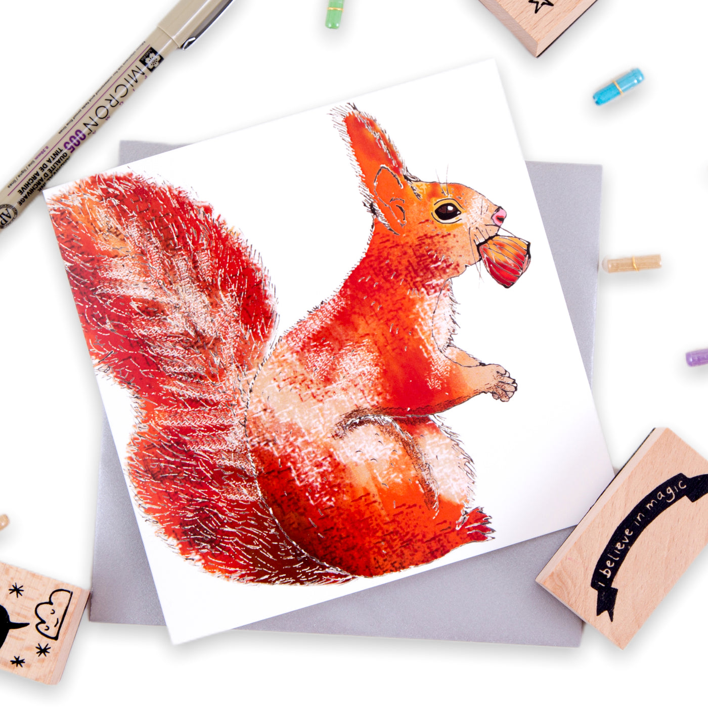 Red Squirrel Greetings Card