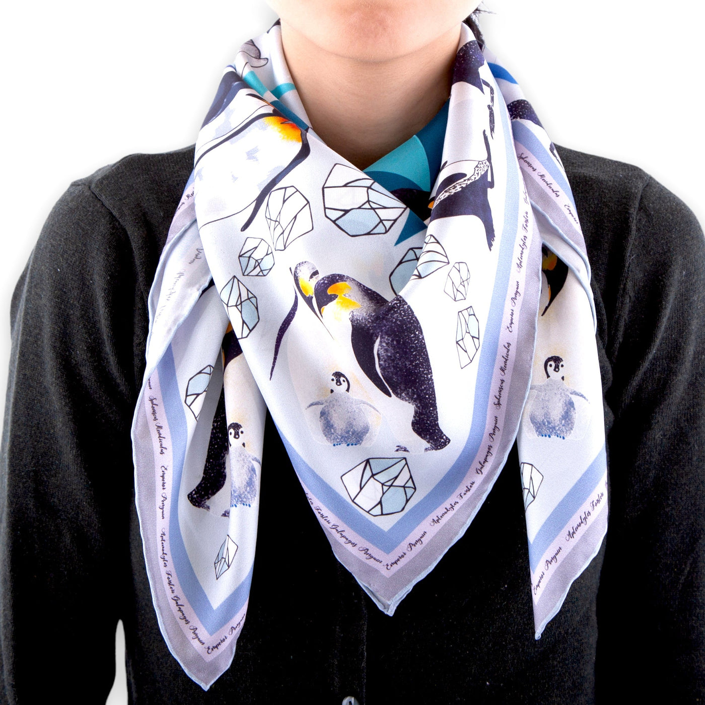    turquise-silk-scarf-penguin-emperor-scarves #colour_deep-sky-blue